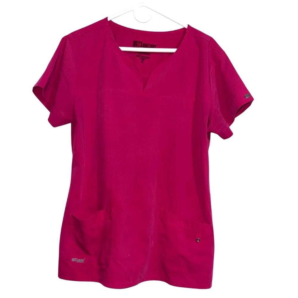 Greys Anatomy By Barco Signature Womens Pink Scrub Top XL With Pockets
